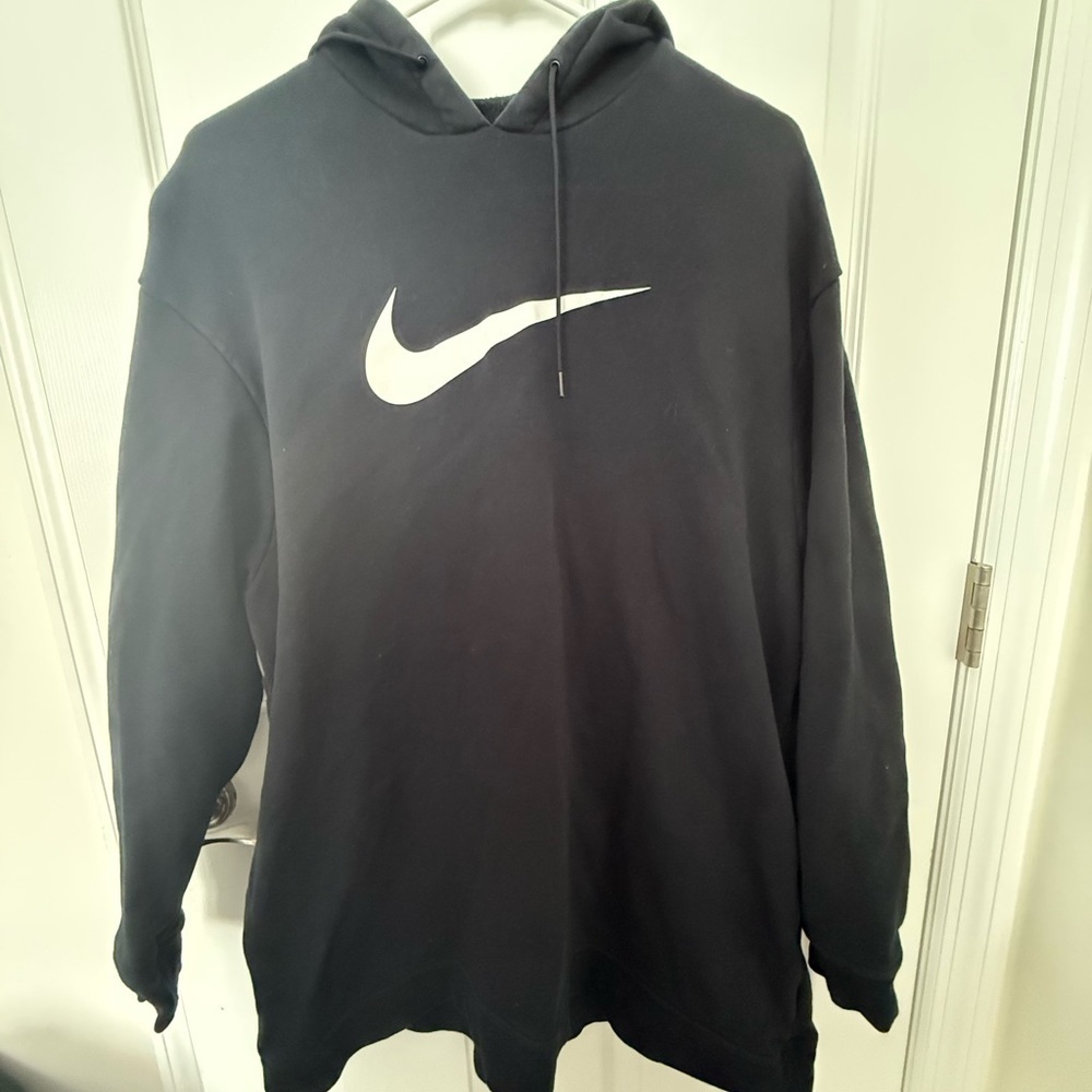 Nike Men's Black Hoodie with White Logo